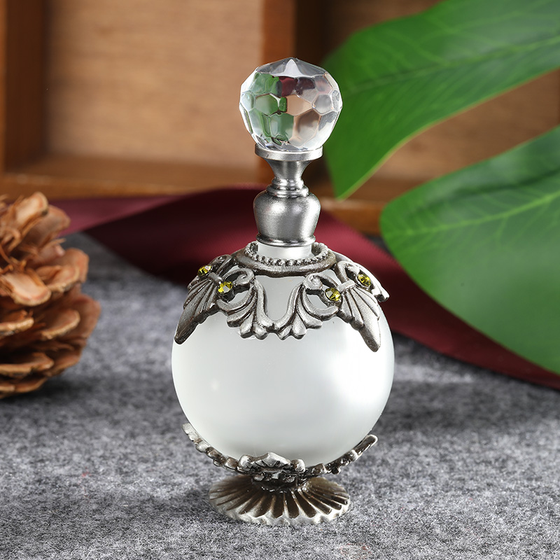 Perfume Fragrance Refill - Antique Silver Metal Glass Perfume Bottle