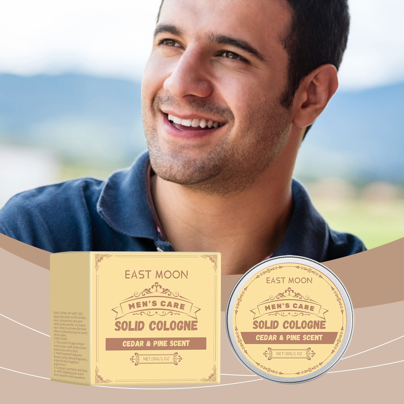 Cologne Solid Balm - East Moon 30g Cedar Wood Solid
